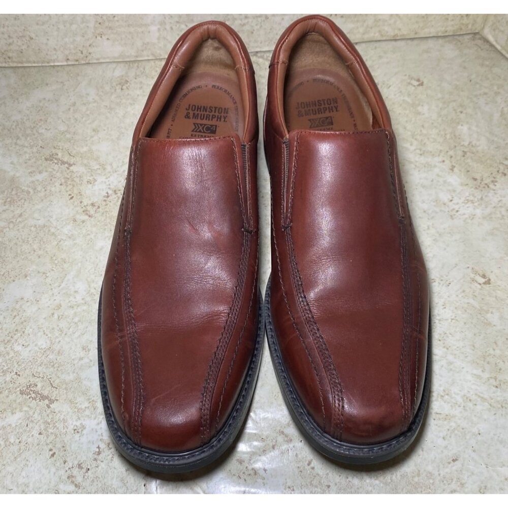 Johnston & Murphy Mens Brown sheepskin Leather Slip-On Loafers Dual Width‎ XC4